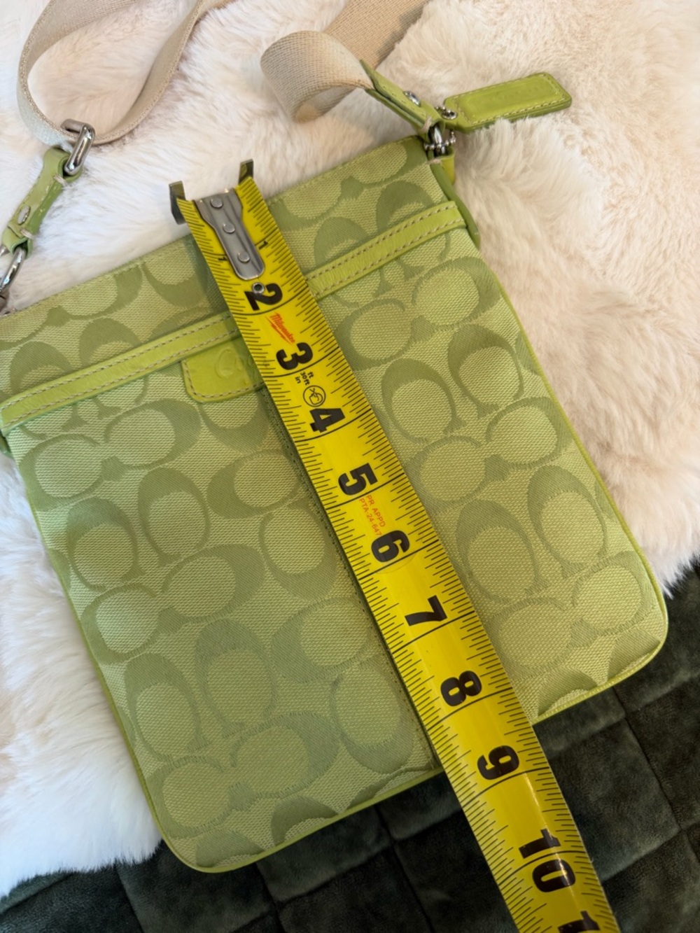 Coach Lime Green Signature Crossbody Bag - Picture 6 of 6